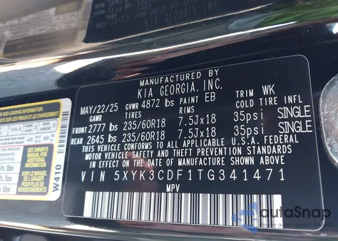 2026 Kia Sportage Ex z USA, uszkodzony, nr VIN 5XYK3CDF1TG341471